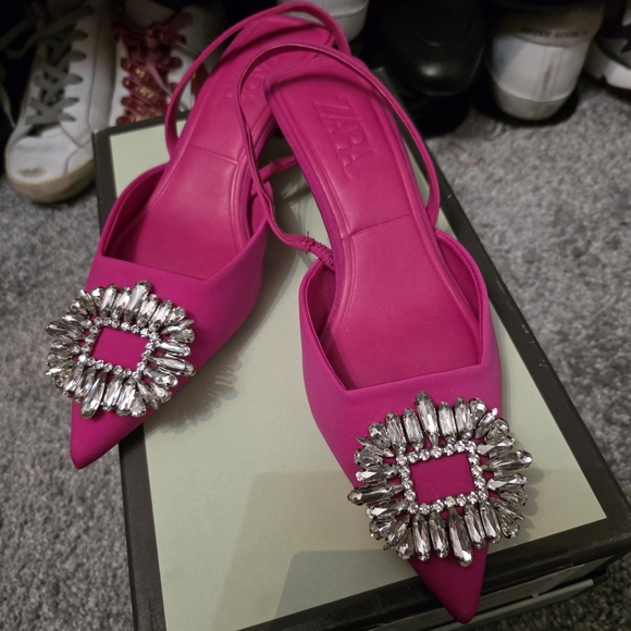 2 Pairs Zara Fuchsia And Gray H&M SHOES SIZE 7 - Picture 4 of 8